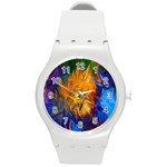 Abstract Paintings Round Plastic Sport Watch (M)