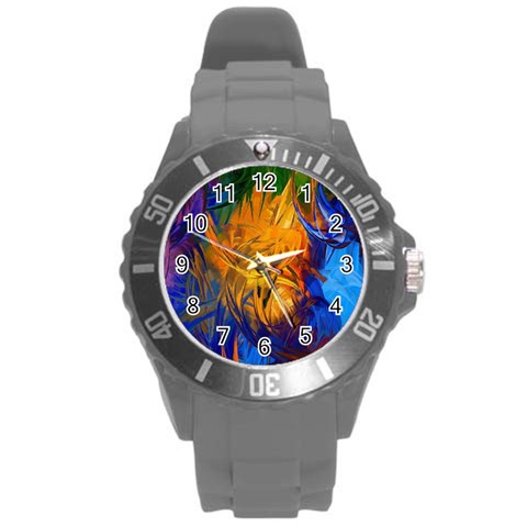 Abstract Paintings Round Plastic Sport Watch (L) from ArtsNow.com Front