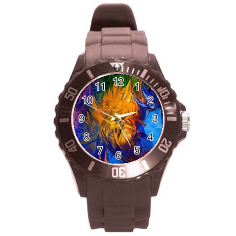 Abstract Paintings Round Plastic Sport Watch (L) from ArtsNow.com Front
