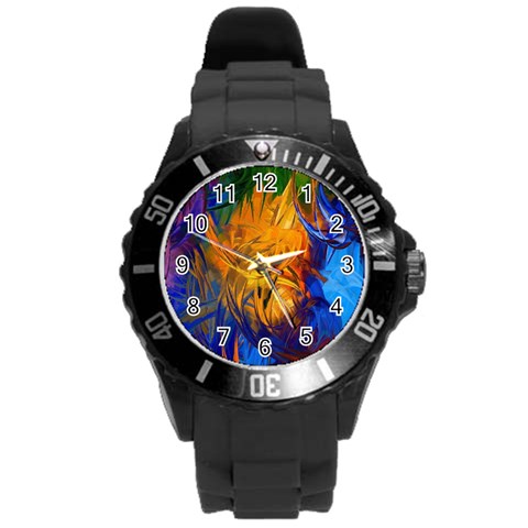 Abstract Paintings Round Plastic Sport Watch (L) from ArtsNow.com Front