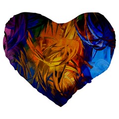 Abstract Paintings Large 19  Premium Heart Shape Cushion from ArtsNow.com Front