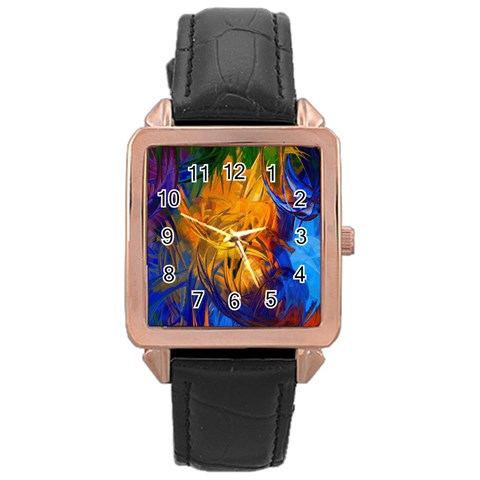 Abstract Paintings Rose Gold Leather Watch  from ArtsNow.com Front