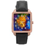 Abstract Paintings Rose Gold Leather Watch 