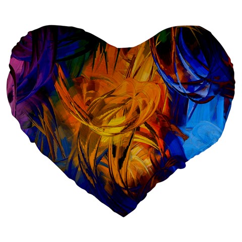 Abstract Paintings Large 19  Premium Flano Heart Shape Cushion from ArtsNow.com Front
