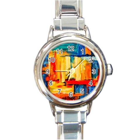 Abstrak Paint Round Italian Charm Watch from ArtsNow.com Front