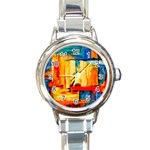 Abstrak Paint Round Italian Charm Watch