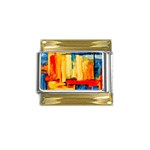 Abstrak Paint Gold Trim Italian Charm (9mm)