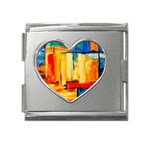 Abstrak Paint Mega Link Heart Italian Charm (18mm)