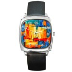 Abstrak Paint Square Metal Watch