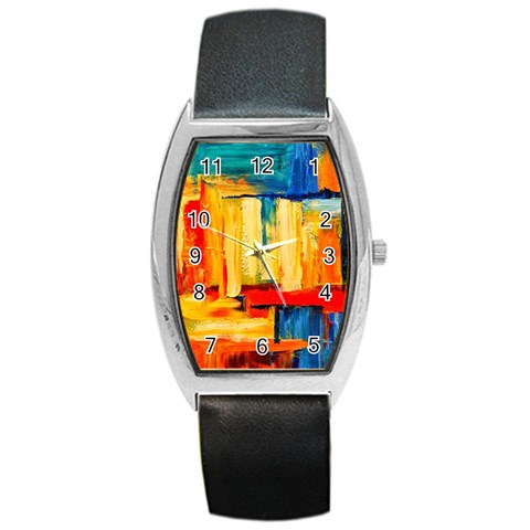 Abstrak Paint Barrel Style Metal Watch from ArtsNow.com Front