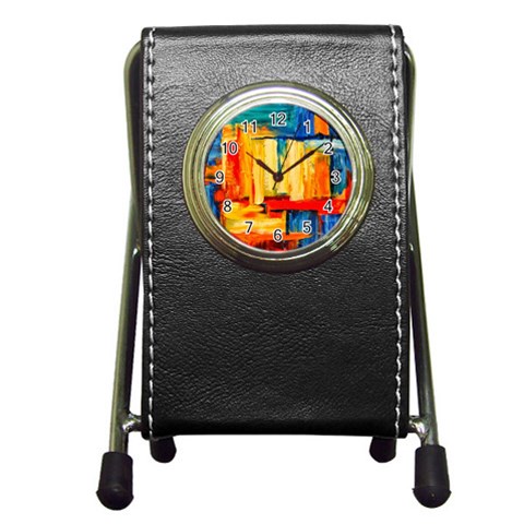 Abstrak Paint Pen Holder Desk Clock from ArtsNow.com Front