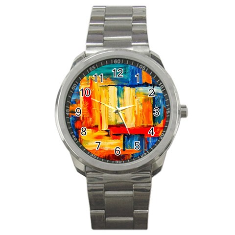 Abstrak Paint Sport Metal Watch from ArtsNow.com Front