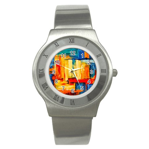 Abstrak Paint Stainless Steel Watch from ArtsNow.com Front