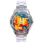 Abstrak Paint Stainless Steel Analogue Watch