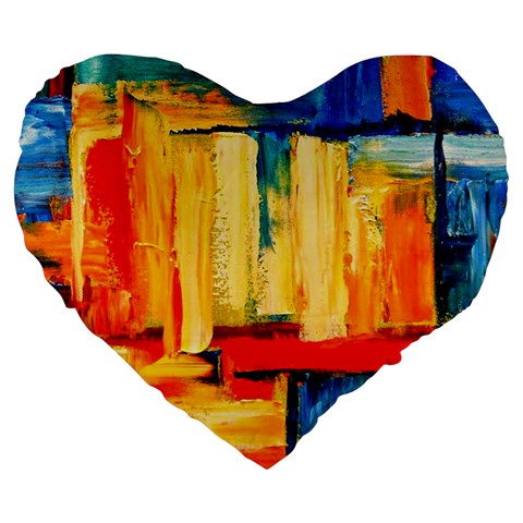 Abstrak Paint Large 19  Premium Flano Heart Shape Cushion from ArtsNow.com Front