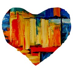 Abstrak Paint Large 19  Premium Flano Heart Shape Cushion from ArtsNow.com Back