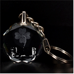 Abstrak Paint Clover 3D Engraving Circle Key Chain