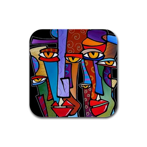 Art Painting Pop Design Stars Rubber Square Coaster (4 pack) from ArtsNow.com Front