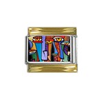 Art Painting Pop Design Stars Gold Trim Italian Charm (9mm)