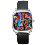 Art Painting Pop Design Stars Square Metal Watch