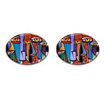 Art Painting Pop Design Stars Cufflinks (Oval)