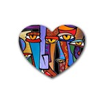 Art Painting Pop Design Stars Rubber Heart Coaster (4 pack)