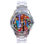 Art Painting Pop Design Stars Stainless Steel Analogue Watch