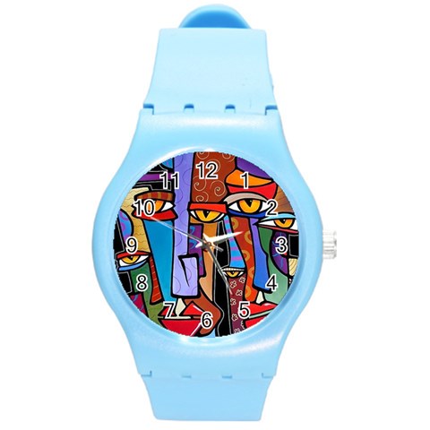 Art Painting Pop Design Stars Round Plastic Sport Watch (M) from ArtsNow.com Front