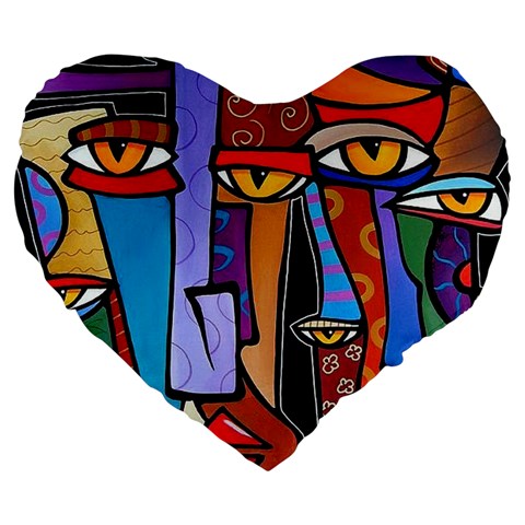 Art Painting Pop Design Stars Large 19  Premium Heart Shape Cushion from ArtsNow.com Front