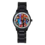 Art Painting Pop Design Stars Stainless Steel Round Watch