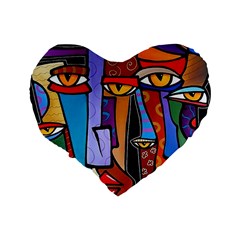 Art Painting Pop Design Stars Standard 16  Premium Flano Heart Shape Cushion  from ArtsNow.com Back