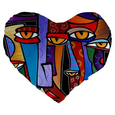 Art Painting Pop Design Stars Large 19  Premium Flano Heart Shape Cushion from ArtsNow.com Front