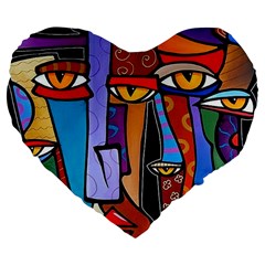 Art Painting Pop Design Stars Large 19  Premium Flano Heart Shape Cushion from ArtsNow.com Front