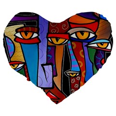 Art Painting Pop Design Stars Large 19  Premium Flano Heart Shape Cushion from ArtsNow.com Back