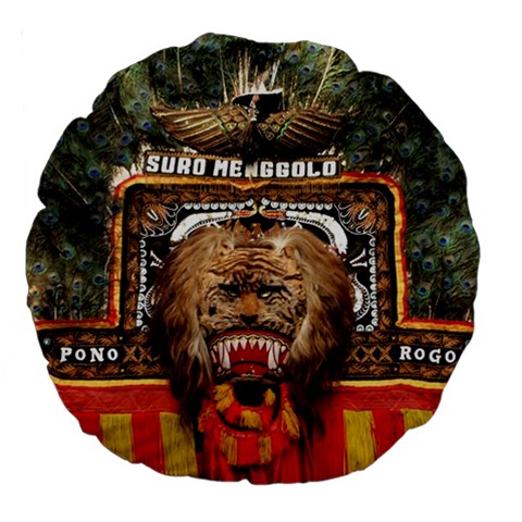 Barongan Reok Large 18  Premium Flano Round Cushion  from ArtsNow.com Front