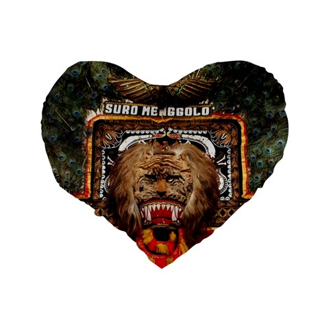 Barongan Reok Standard 16  Premium Flano Heart Shape Cushion  from ArtsNow.com Back