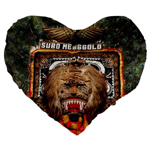 Barongan Reok Large 19  Premium Flano Heart Shape Cushion from ArtsNow.com Front