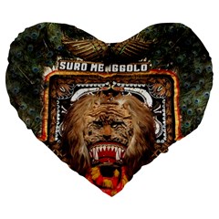 Barongan Reok Large 19  Premium Flano Heart Shape Cushion from ArtsNow.com Front