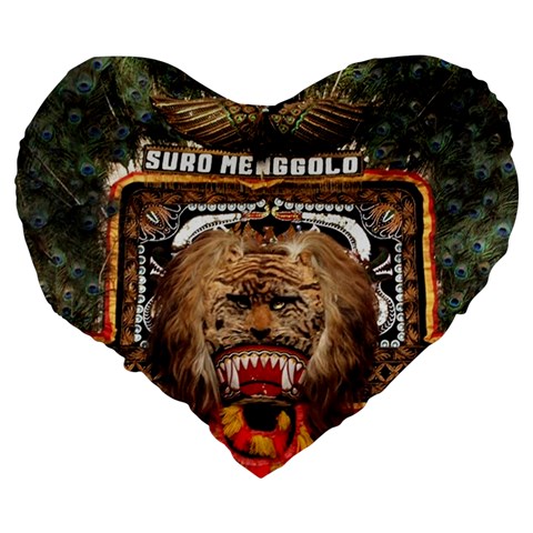 Barongan Reok Large 19  Premium Flano Heart Shape Cushion from ArtsNow.com Back