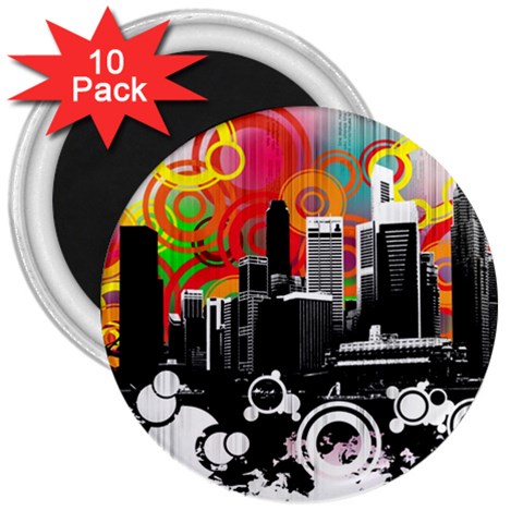 City Town 3  Magnet (10 pack) from ArtsNow.com Front