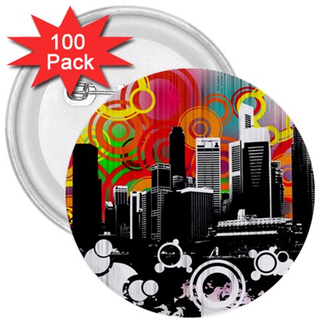City Town 3  Button (100 pack) from ArtsNow.com Front