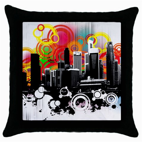 City Town Throw Pillow Case (Black) from ArtsNow.com Front