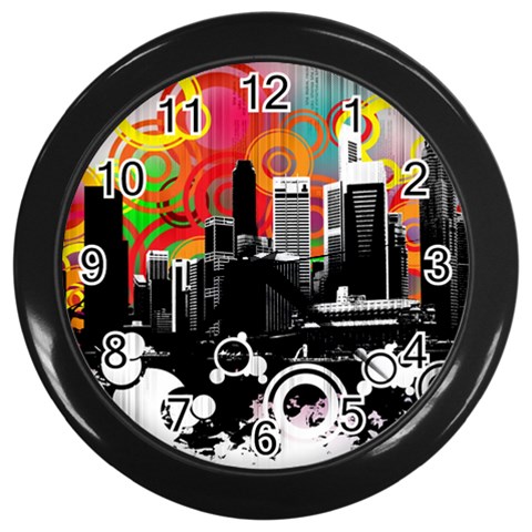 City Town Wall Clock (Black) from ArtsNow.com Front