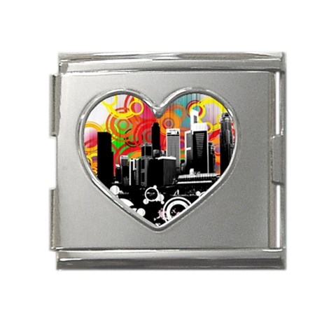 City Town Mega Link Heart Italian Charm (18mm) from ArtsNow.com Front