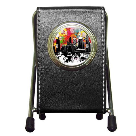 City Town Pen Holder Desk Clock from ArtsNow.com Front