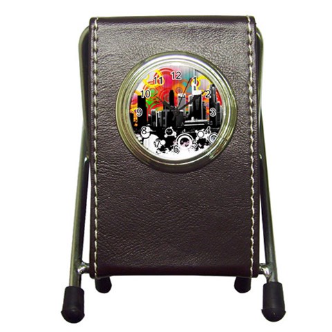 City Town Pen Holder Desk Clock from ArtsNow.com Front