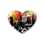 City Town Rubber Heart Coaster (4 pack)