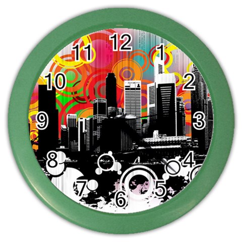 City Town Color Wall Clock from ArtsNow.com Front