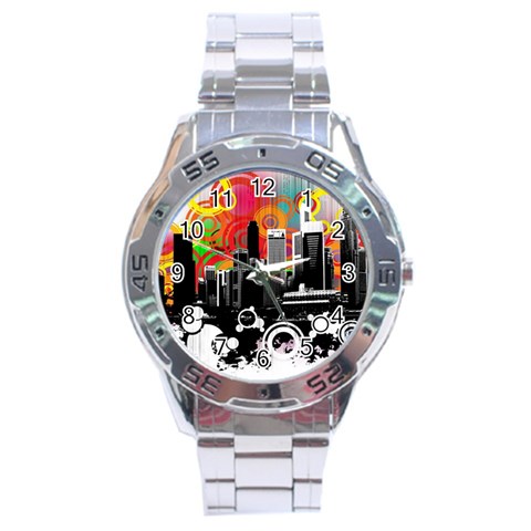 City Town Stainless Steel Analogue Watch from ArtsNow.com Front