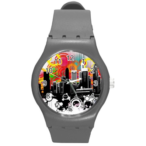 City Town Round Plastic Sport Watch (M) from ArtsNow.com Front